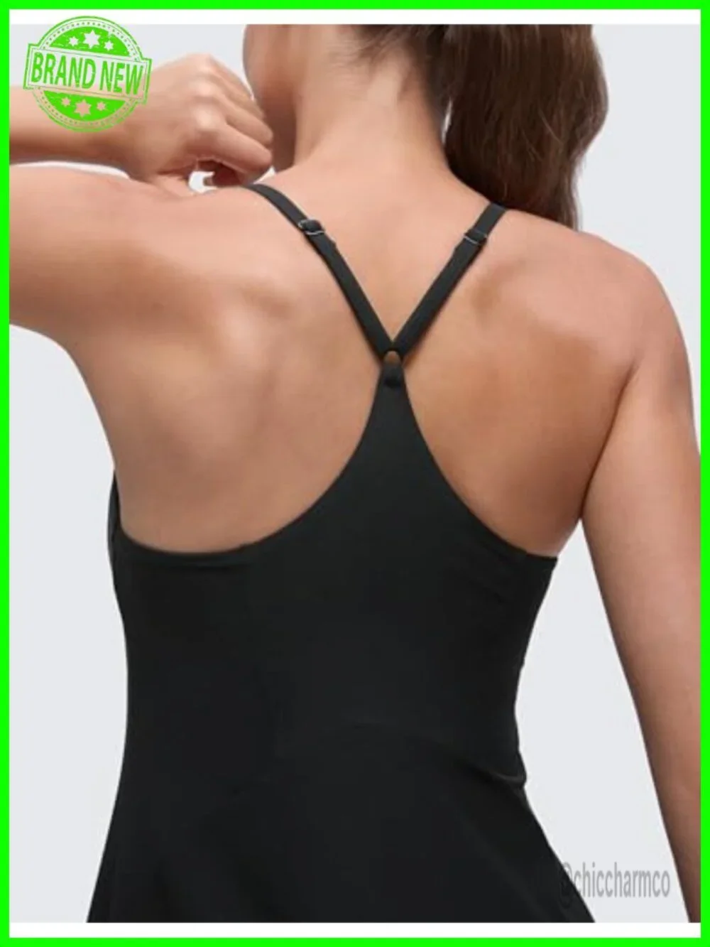 Drapey Spaghetti Straps Tennis Dress - Removable Pads, Built-in Shorts with